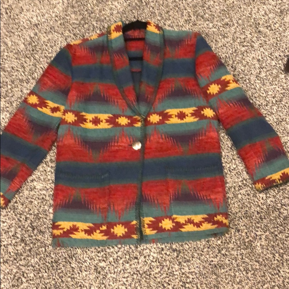 Vintage multi colored woven tapestry blazer